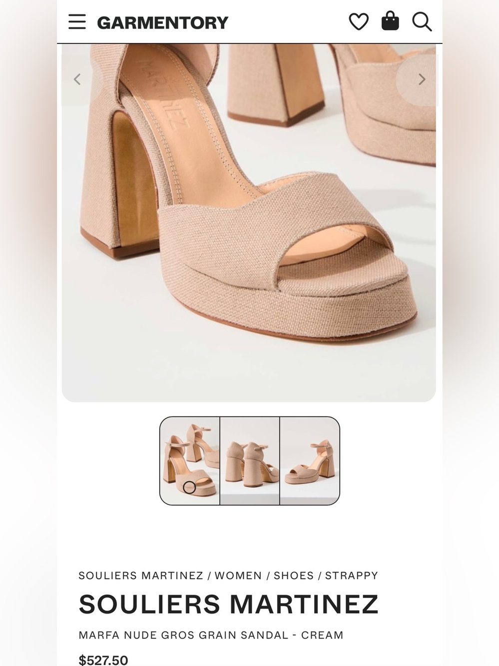 SOULIERS MARTINEZ MARFA GROS GRAIN SANDAL - size 38